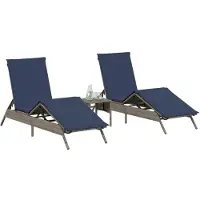 vidaXL Ligbedden 2 st met tafel poly rattan grijs (alleen VS)