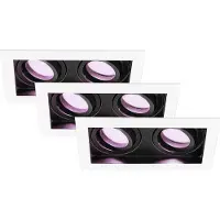 HOFTRONIC™ Set van 3 Durham Inbouwspots Dubbel Wit - GU10 - 4,5 Watt 350 lumen - RGB + WW - Wifi + BLE - Kantelbaar - IP20 - Rechthoek