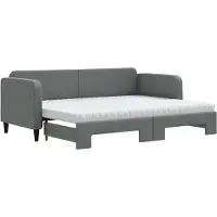 vidaXL Slaapbank onderschuifbed matrassen 80x200 cm stof donkergrijs