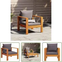 The Living Store Acacia Hout - Tuinstoel - Tuinstoel met kussens massief acaciahout - Outdoor Meubilair - Tuinset - Lounge Set