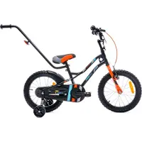 Sun baby Tiger Bike Kinderfiets voor jongens 16 inch Oranje , leeftijd 4 tot 6 jaar, met zijwieltjes, duwstang, handrem