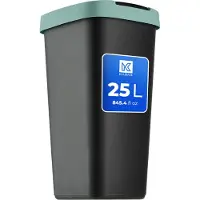 Kadax Afvalcontainer 25 liter, afvalemmer met kanteldeksel, afvalemmer voor afvalscheiding, vuilnismand van kunststof, robuuste vuilnisemmer, vuilnisemmer (zwart/groen)