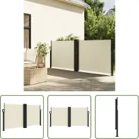 The Living Store Privacy Scherm - Windscherm - Windscherm uittrekbaar 120x600 cm crème - Balkonscherm - Terrasscherm - Buitenzonwering