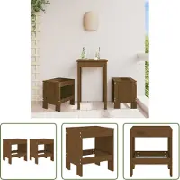 The Living Store Bruine Barkrukken - Barkrukken - Barkrukken 2 st 40x36x45 cm massief grenenhout honingbruin - Grenenhout Barkrukken - Outdoor Barkrukken - Terraaskrukken
