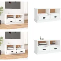 vidaXL Tv-meubel 93x35,5x45 cm bewerkt hout hoogglans wit - Tv-kast - Tv-kasten - Tv-meubel - Hifi-meubel