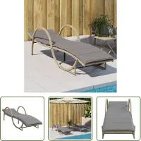 The Living Store Lounge Stoel - Ligbed - Ligbed met kussen 60x199x42 cm poly rattan beige - Tuinset - Buitendecoratie - Outdoor Furniture