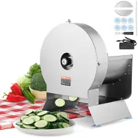 OEM VEVOR Elektrische groenteschaafmachine, instelbare dikte van 0-12 mm, professionele snijmachine, roestvrijstalen voedselhakker, grote vulopening voor aardappelen, tomaten