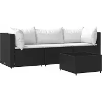 Syfax 4-delige Loungeset met kussens poly rattan zwart
