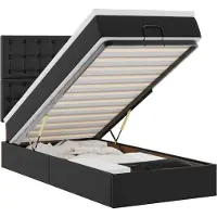 vidaXL Ottoman bed met matras en LED's 80x200cm kunstleer zwart