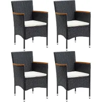 Prolenta Maison Exclusive - Tuinstoelen voor aan tafel, set van 4, van zwart polyrotan
