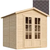 Timbela M351FB+H351FBBROWN - Tuinkantoor - 4,08 m² - 222x233xH233 cm - met vloer en bruine dakshingles