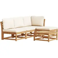 vidaXL 5-delige Loungeset met kussens massief acaciahout