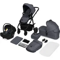 Lionelo Amber Plus 3-in-1 Kinderwagen – Reiswieg, Wandelwagen & Autostoeltje – XXL Ventilatie – All-Terrain Wielen – UPF50+ – Universele Adapters – Premium Stoffen – Vanaf Geboorte tot 4 Jaar