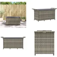 vidaXL Tuinbank met kussen, grijs, 116x46x57 cm, polyrotan - Tuinbank - Tuinbanken - Tuinbank met zitgedeelte - Buitenbank