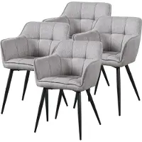 En.casa Eetkamerstoel 'Birmingham', set van 4 met armleuningen, bekleed met textiel, grijs