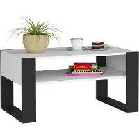 Akord Salontafel Koffietafel DOMI / Wit - Zwart / 92x45x53 cm