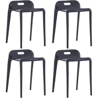 Prolenta Maison Exclusive - Stapelbare hockers, set van 4, zwart, kunststof