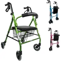 Mobiclinic Escorial - Rollator - Looprek met 4 wielen - Met remmen - Aluminium - Met Stoel en Rugleuning - Opvouwbare en Verstelbare in Hoogte - Wandelaar - Lichtgewicht - Tot 110 kg - Groen