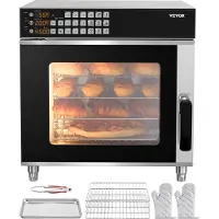 Vevor Commerciële Convectieoven Conventionele Aanrecht Oven 58L 2800W Broodrooster Oven met Gehard Glazen Deur