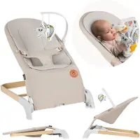 Lionelo Babywippe, multifunctioneel, kleur lila, geschikt tot 9 kg, 0-6 maanden, verstelbare hellingshoek, 3-punts veiligheidsgordel - Beige