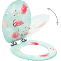 vidaXL Toiletbrillen met soft-close deksel 2 st flamingo MDF