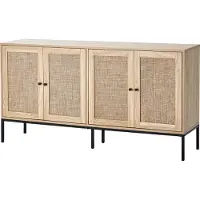 Vevor Rotan kast Rotan ladekast Opbergkast met 4 magnetische deuren en verstelbare planken, dressoir Buffetkast voor hal Entree Woonkamer Keuken Hal