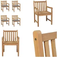 vidaXL Tuinstoelen 4 st met grijze kussens massief teakhout - Tuinstoel - Tuinstoelen - Buitenstoel - Buitenstoelen