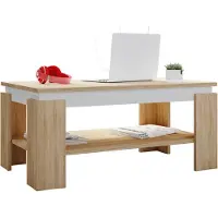 VCM Rolas salontafel 1 plank eik decor, wit.