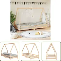 The Living Store Houten Bed - Kinderbed - Kinderbedframe 90x200 cm massief grenenhout - Kids Bed - Huisjesbed - Kinderkamers