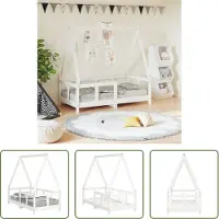 The Living Store Houten Bed - Kinderbed - Kinderbedframe 70x140 cm massief grenenhout wit - Peuterbed - Kids Bed - Slaapruimte