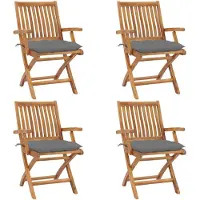 Syfax Opklapbare stoelen met kussens, 4 stuks, massief teakhout