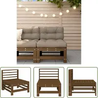 The Living Store Tuinset - Tuinbank - Tuinmiddenbank massief grenenhout honingbruin - Hout Meubel - Grenenhout - Lounge Set