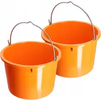 Kadax kunststof bouwemmer, mortelemmer met zinkdraad handvat, emmer, cementemmer, mortelemmer, gipsemmer, wateremmer, tuinemmer, kunststof emmer (20L 2 stuks Oranje)