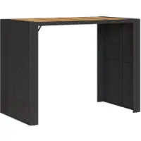 vidaXL Tuinbartafel acaciahouten blad 145x80x110 cm poly rattan zwart