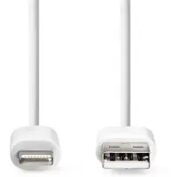 Nedis Lightning Kabel | USB 2.0 | Apple Lightning 8-Pins | USB-A Male | 480 Mbps | Vernikkeld | 3.00 m | Rond | PVC | Wit | Label - CCGL39300WT30