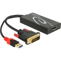 DeLOCK 62596 DisplayPort / DVI / USB Adapter [1x DVI-stekker 24+1-polig, USB-A-stekker - 1x DisplayPort bus] Zwart 0.30 m