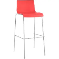 CLP Hoover barkruk - kunststof, metalen poten met chroomafwerking - Rood