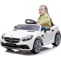 Sun baby Mercedes elektrische kinderauto van 3 jaar, motorvermogen 2x30W, stuur met geluid, veiligheidsgordels (Wit)