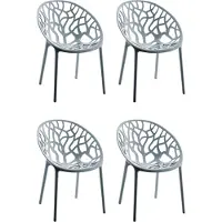 CLP Hope 4er Set stapelbare Tuinstoelen - Weerbestendig & UV-bestendig - Kunststof Stoelen met Armleuningen - Modern Design - grijs