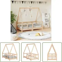 The Living Store Houten Bed - Kinderbed - Kinderbedframe 70x140 cm massief grenenhout - Peuterbed - Kids Bed - Grenenhouthouten Bed