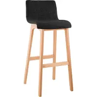 CLP Barstoel Hoover - bekleding, houten poten, naturel - Donkergrijs