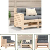 The Living Store Houten Tuinbank - Tuinbank - Tuinbank met armleuning en kussen massief grenenhout - Grenenhouten Tuinbank - Lounge Set - Buitendecoratie