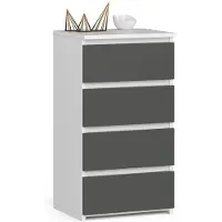 Akord Kommode CL4 met 4 Lades / Furniture Factory / Wit - Grafietgrijs / 40x74x35 cm