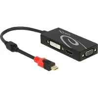 DeLOCK Premium Mini DisplayPort 1.2 naar HDMI, DVI en VGA adapter / zwart - 0,15 meter