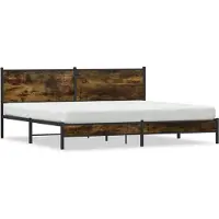 vidaXL Bedframe zonder matras metaal gerookt eikenkleurig 200x200 cm