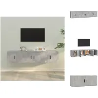 vidaXL Tv-kast - Tv-kasten - Tv-meubel - Hifi-meubel - 3-delige Tv-meubelset bewerkt hout betongrijs