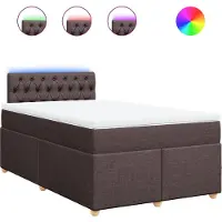 vidaXL Boxspring met matras stof donkerbruin 120x190 cm