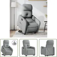 The Living Store De Living Store relaxfauteuil met opstahdhulp, lichtgrijs, gestoffeerd