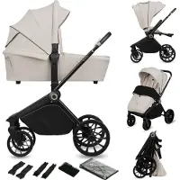 Lionelo Mika Plus - Kinderwagen 2in1 - XXL SET - Veelzijdig en jaarrond - Grote wielen - tot 22kg - Bediening met een hand - Voor alle soorten terrein - Accessoireset