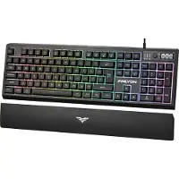 Preyon Long Claw Alpha Gaming Toetsenbord, membraan, full-size, 104 toetsen, RGB-verlichting, magnetische polssteun, aluminium volume-wiel, anti-ghosting